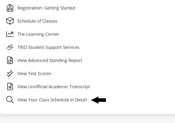 image showing how to check your course schedule