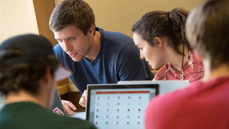 students working in class