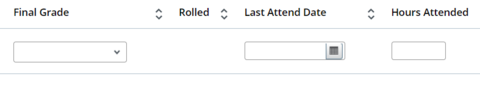 the interface showing final grade, Last Attend Date, and Hours Attended fields