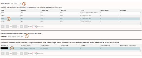 Online Grade Change MyOregonState Interface
